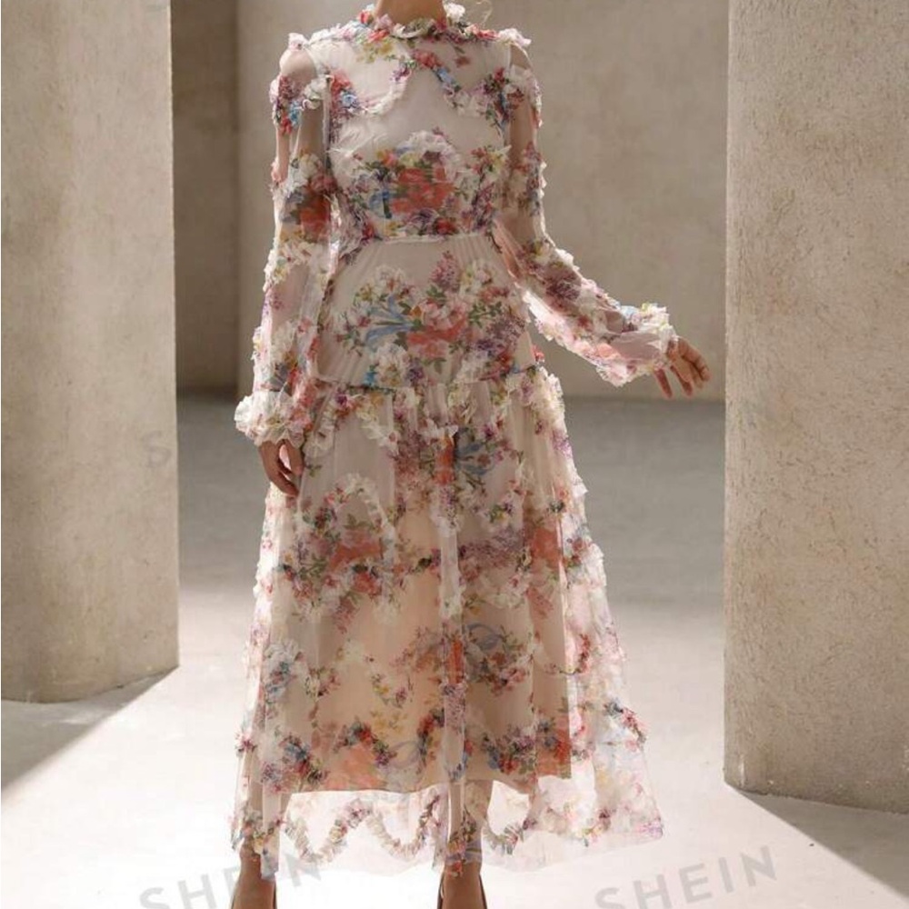Springy Mesh Tulle midi Dress
